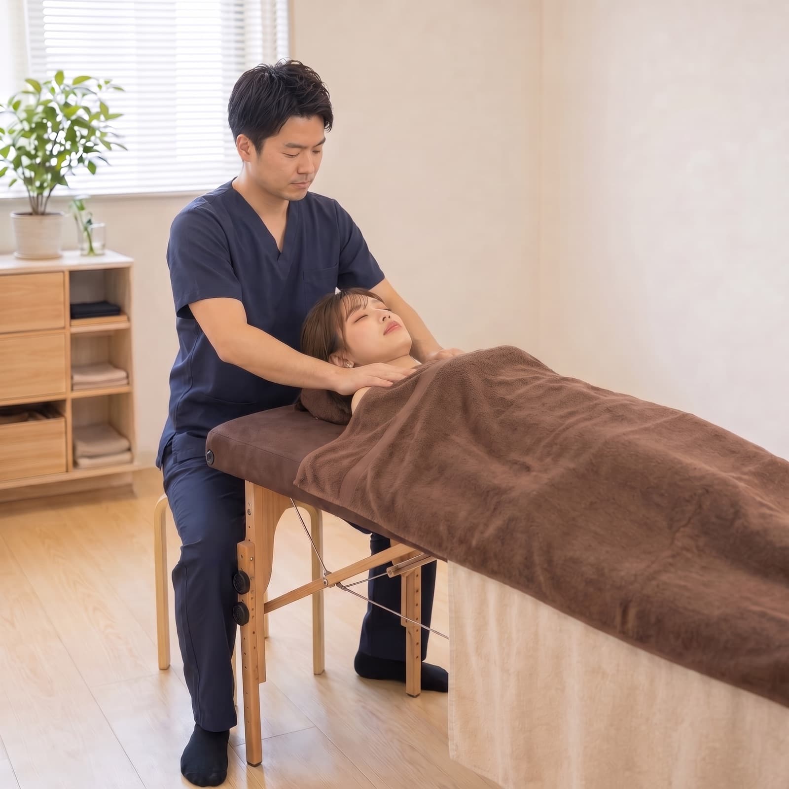 患者の状態に合わせて施術を行っている様子