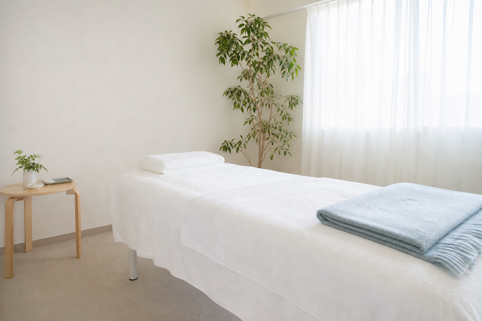 A quiet treatment room at Misaki Sekkotsuin